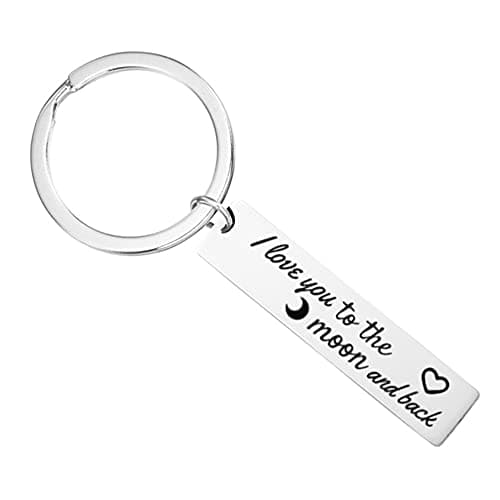 Gift Keychain I Love You to the Moon and Back Keychain Gifts for Mom Dad Daughter Son Boyfriend Girlfriend Wife Husband