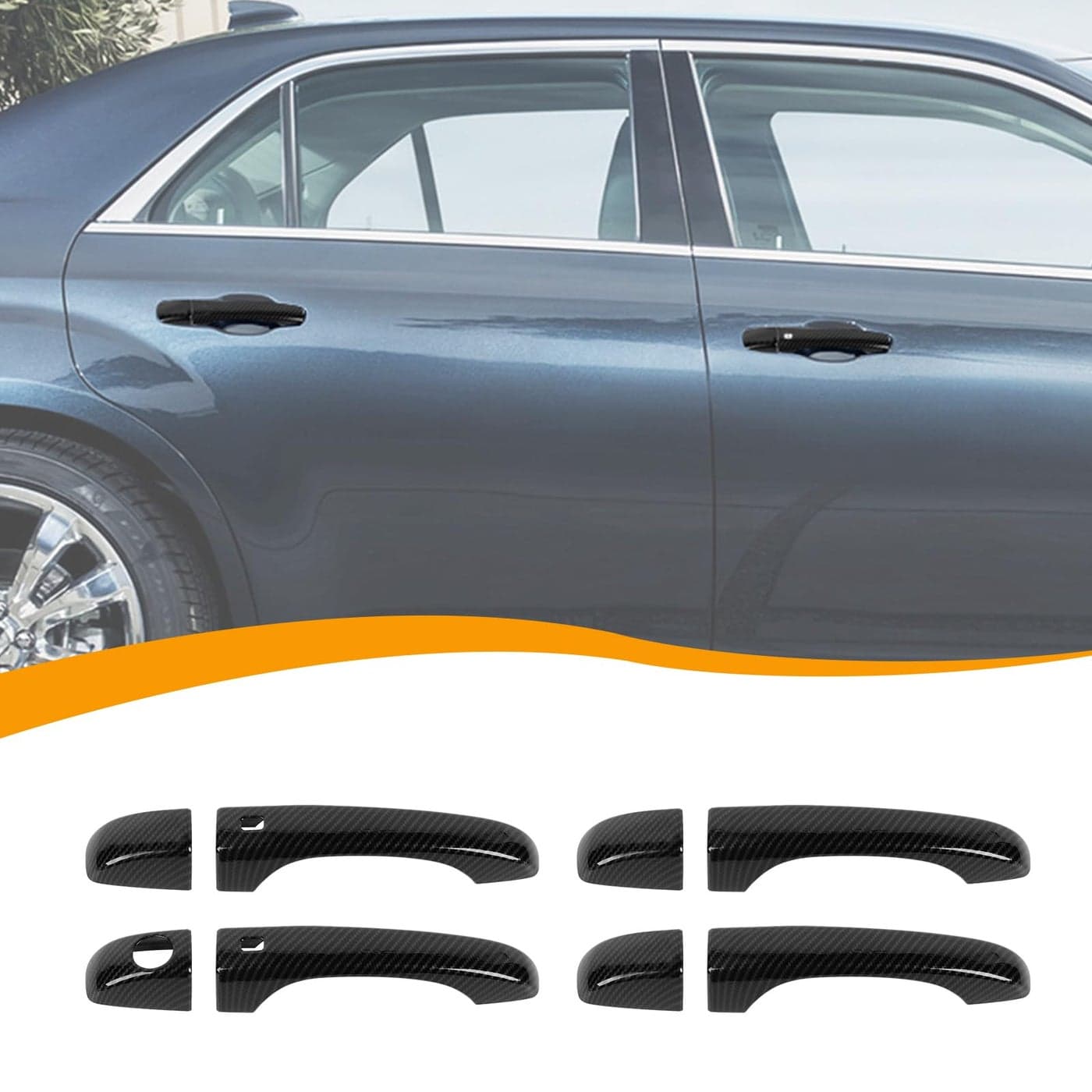 Hoolcar Exterior Door Handle Cover Outdoor Handle Trim Decor Compatible with Chrysler 300 20112023 Carbon Fiber 2PCs