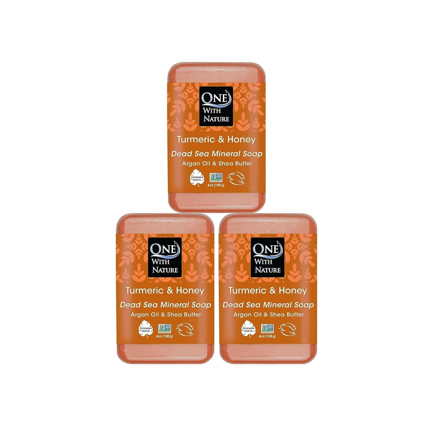 One With Nature Dead Sea Mineral Turmeric Soap Bar 4oz Bar 3pk Argan Oil Shea Butter Dead Sea Salt Contains Magnesium Sulfur 21 Essential Minerals All Skin Types Eczema Psoriasis Acne