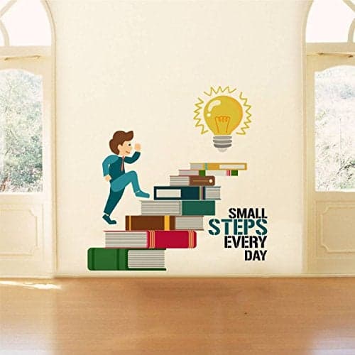 Rawpockets 'Small Steps Every Day Motivation Quote' Self Adhesive Wall Sticker (Pack of 2)-Vinyl