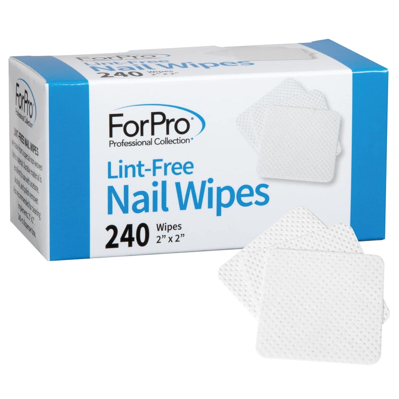 ForPro Professional Collection LintFree Nail Wipes 2 x 2 NonWoven Fabric Nail Wipes for Nail Polish Removal White 240Count