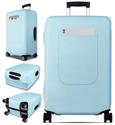 Slohif Luggage Cover for Suitcase Tsa Approved Protector - Luggage Sleeve Suit Case Cover Travel Stretch Large Baggage Case Protective Washable Fit 28-30 Inch Light Blue