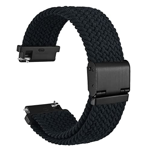 WOCCI 22mm Braided Nylon Watch Band for Men and Women Quick Release Black Stainless Steel Buckle Black