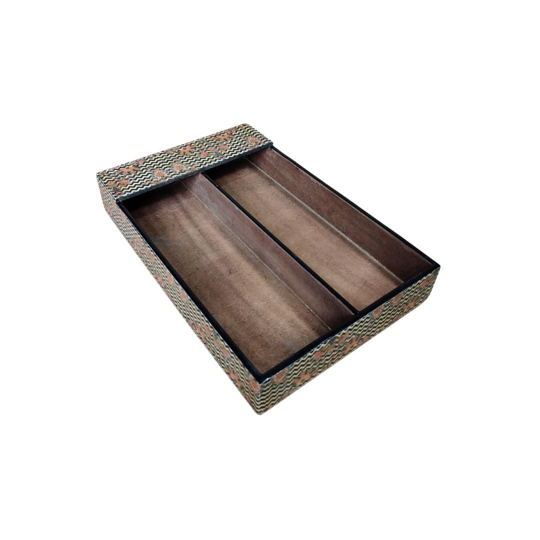 THE HOME CO Enhance your home style Zig Zag Cutlery Box MDF Wood Multipurpose Storage Box for Spoons Forks Knives Kitchen Accessories Dining Table Organizer