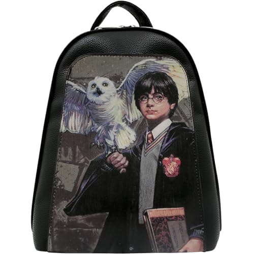 DOGO Small Backpack for Women - Vegan Leather and Unique Design Handmade Backpack Purse for Women, Harry And Hedwig Harry Potter Design
