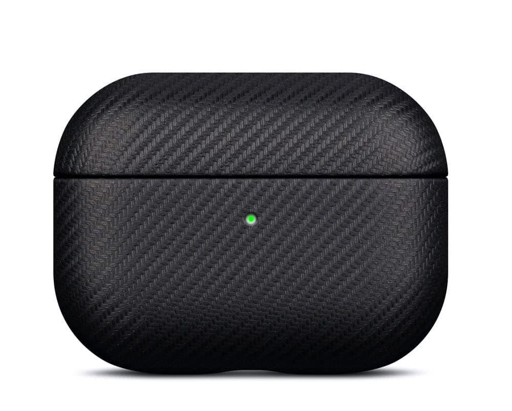 LOPIE Handmade AirPods Pro 2nd Generation Case (Not for 1st Gen) - Carbon Fiber Style Vegan Leather Protective Cover for Men/Women - Black