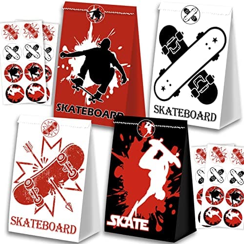 BQK 24PCS Skateboard Birthday Party Bags Skateboard Party Decor Supplies