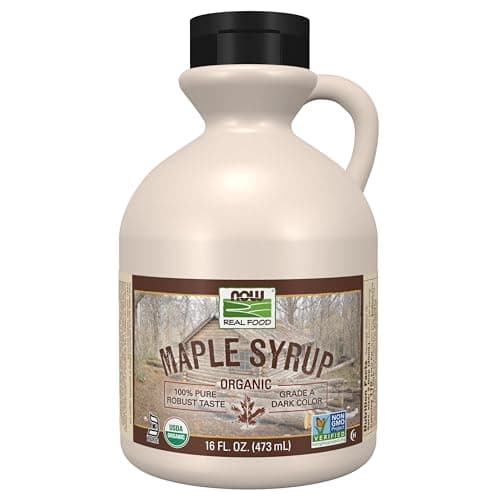 NOW Foods Certified Organic Maple Syrup Grade A Dark Color Certified NonGMO Pure Robust Taste 16Ounce