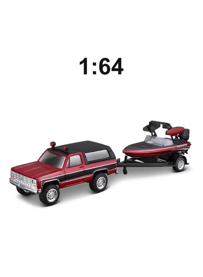 1:64 Toy Car Alloy Model , 1979 Chevrolet K5 Blazer Pull-Back Alloy Simulation Car Model , Ornament Toy Transport Vehicle Model , Trailer Alloy Collection Toy Car , Gift For Boys Girls Collection Commemoration Display, Black/Red