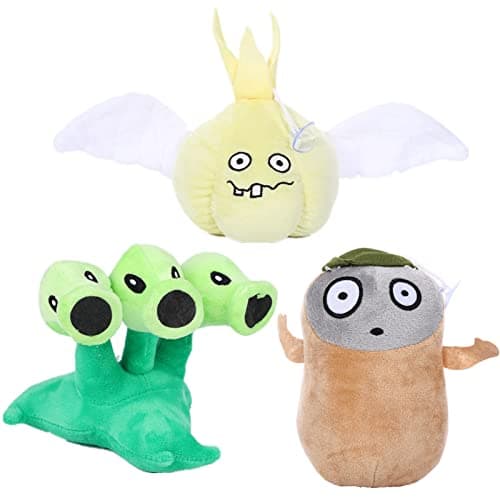 JHESAO 3 PCS Plants and Zombies Threepeater Plush Zombies Plants Sets Toys Imitator PVZ Plush 1 2 Stuffed Soft Garlic Doll for Children Fans Great Gift for Halloween Christmas New