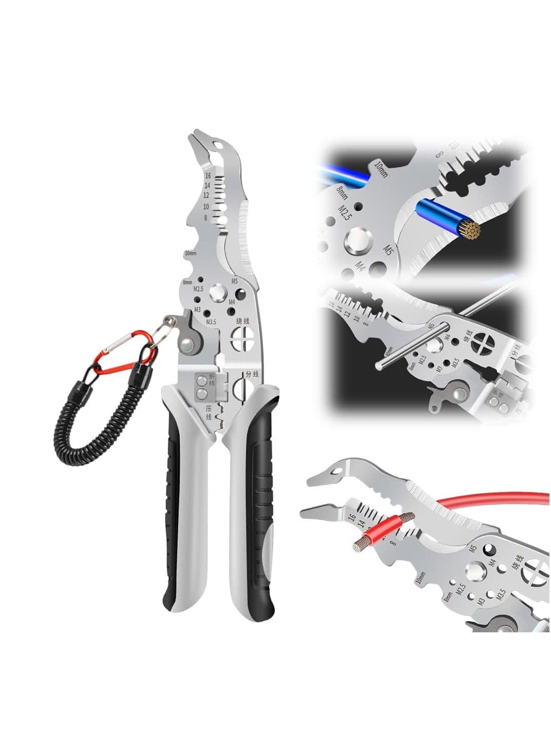 2024 New Upgrade CRV Multifunctional Wire Stripper Crimper Cable Cutter Pliers Professional Wire Stripping Tool with Wire Stripper Crimper Side Cutter Insulation Wire Stripping Crimping Pliers Tool