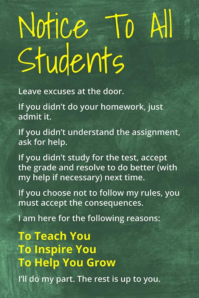 Keep Calm Collection Notice To All Students, motivational classroom poster - 12" x 18"