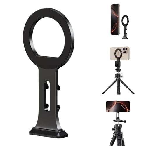 elitehood Aluminum Magsafe Tripod Phone Mount Compact Phone Holder for Tripod with Arca Swiss Quick Release Plate 14 Screw Adapter Magnetic iPhone Mount Accessories Fit iPhone 16 15 14 13 Series
