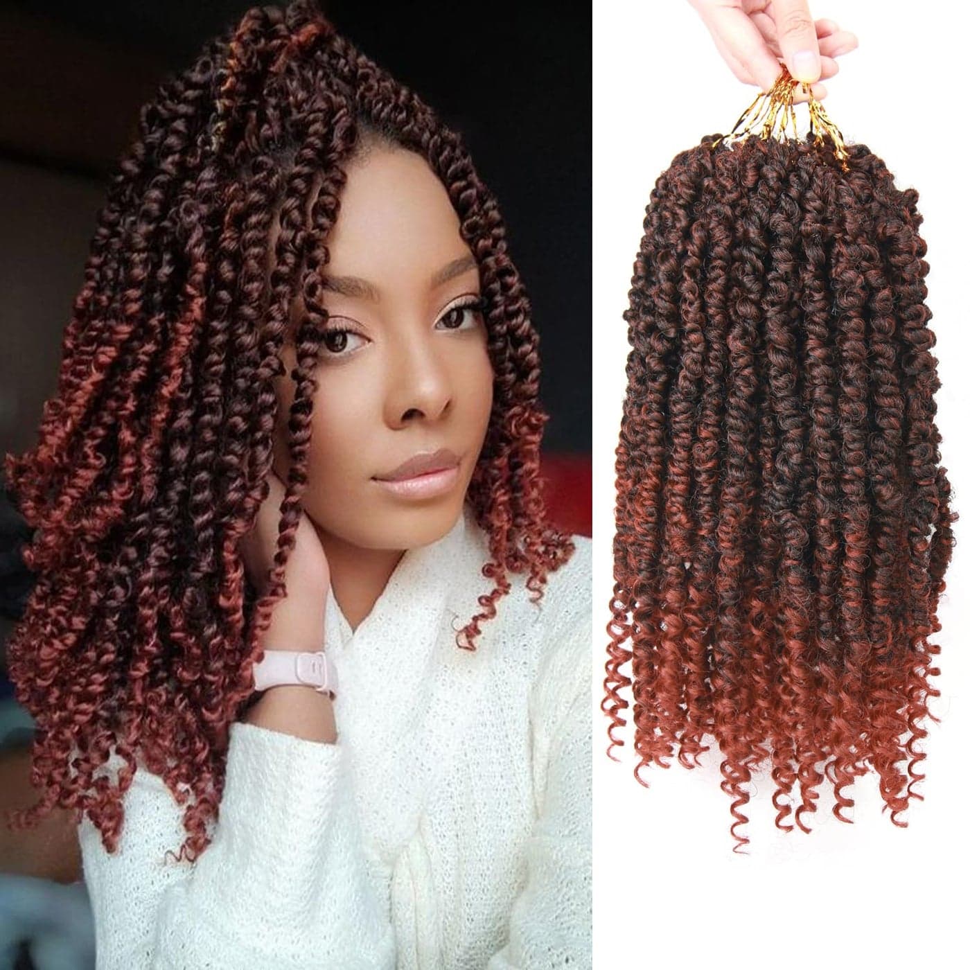 8 pcsPack Passion Twist Crochet Hair 12 Inch Short Pre Looped Passion Twist Crochet Braids Bohemian Crochet Hair Curly Wave Senegalese Twist Hair Extension For Women 12inch Pack of 8 1B350