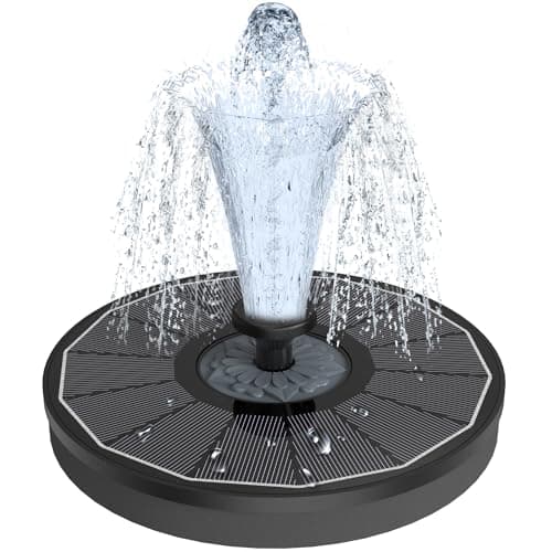 Yzert Solar Fountain for Bird Bath Direct Sunlight High Efficiency 3.5W Glass Panel Solar Water Fountain Outdoor Garden Flower (Black)