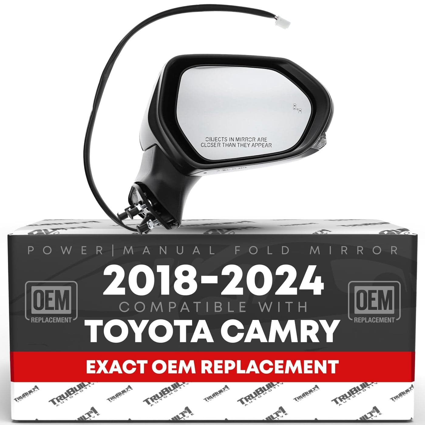 Passenger Side Mirror Compatible with 20182024 Toyota Camry Powered Adjustment Heated Turn Signal Blind Spot Detection Manual Folding Convex Glass Black 7H7P OEM 8791006840 TO1321368