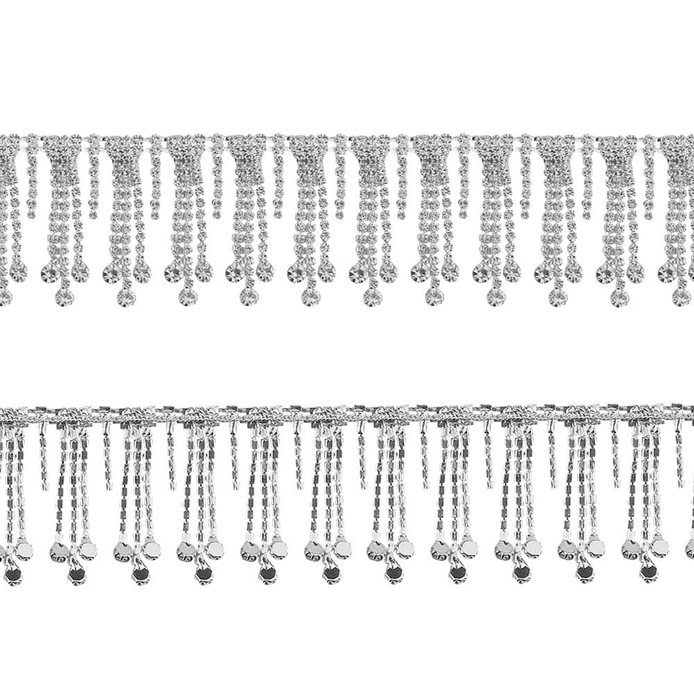XINGYHENG 1 Yard Crystal Ribbon Tassel Chain Diamond Tassel Close Trimming Welding Claw Chain Strand String Decorated Chain for Crafts Project Birthday Decorations and Arts Furniture Clothing