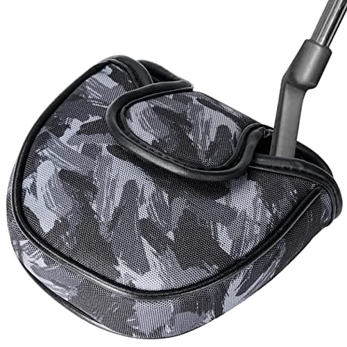 VIXYN Mallet Putter Cover - Cool Mallet Putter Headcover - Magnetic Fleeced Lined Head Covers to Protect Your Golf Clubs (Black Brush)