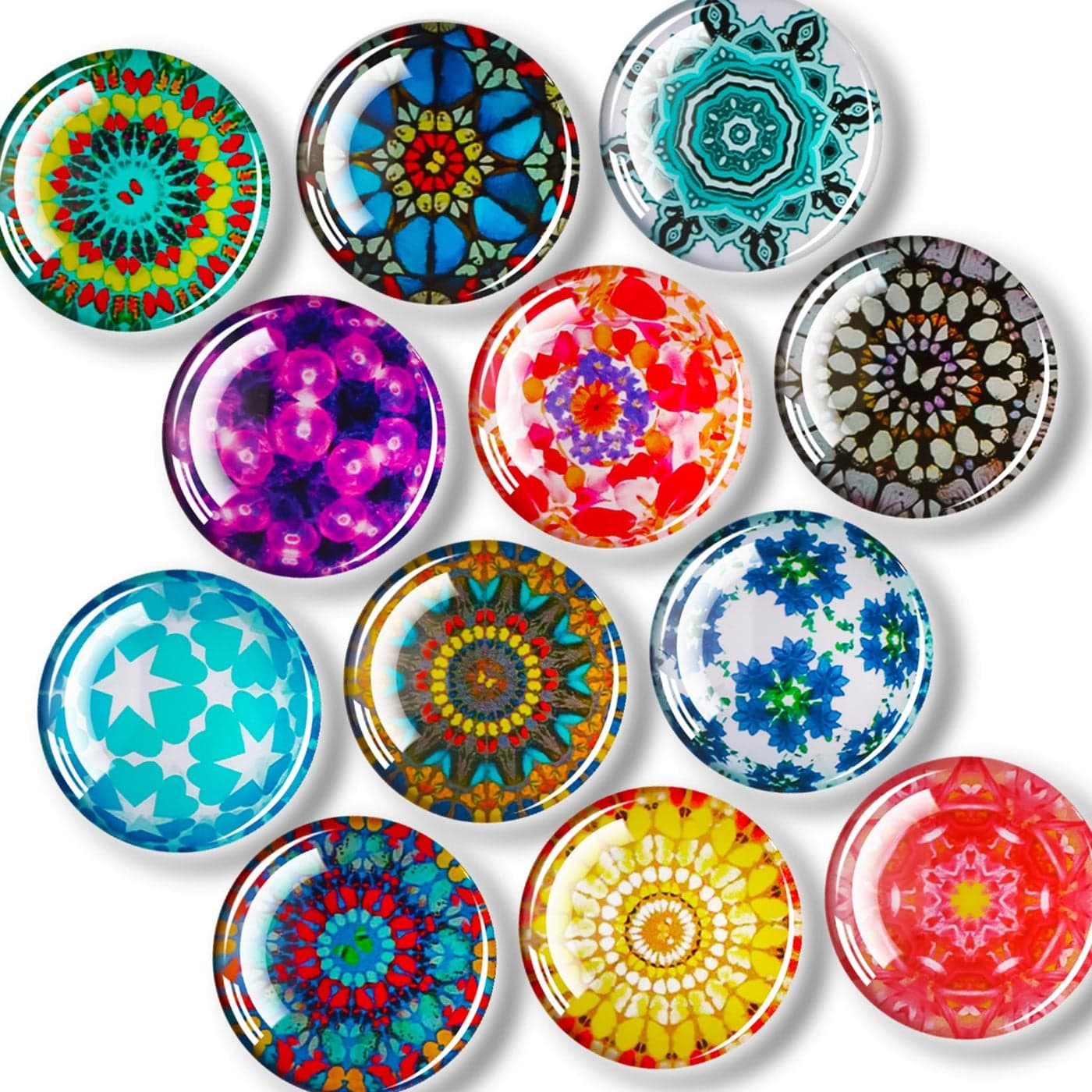 FINDMAG 12 Pcs Glass Fridge Magnets Cute Fridge Magnet Sticker Strong Refrigerator Magnets Heavy Duty Small Magnets for Whiteboard Classroom Kitchen Office Home and Cabinet