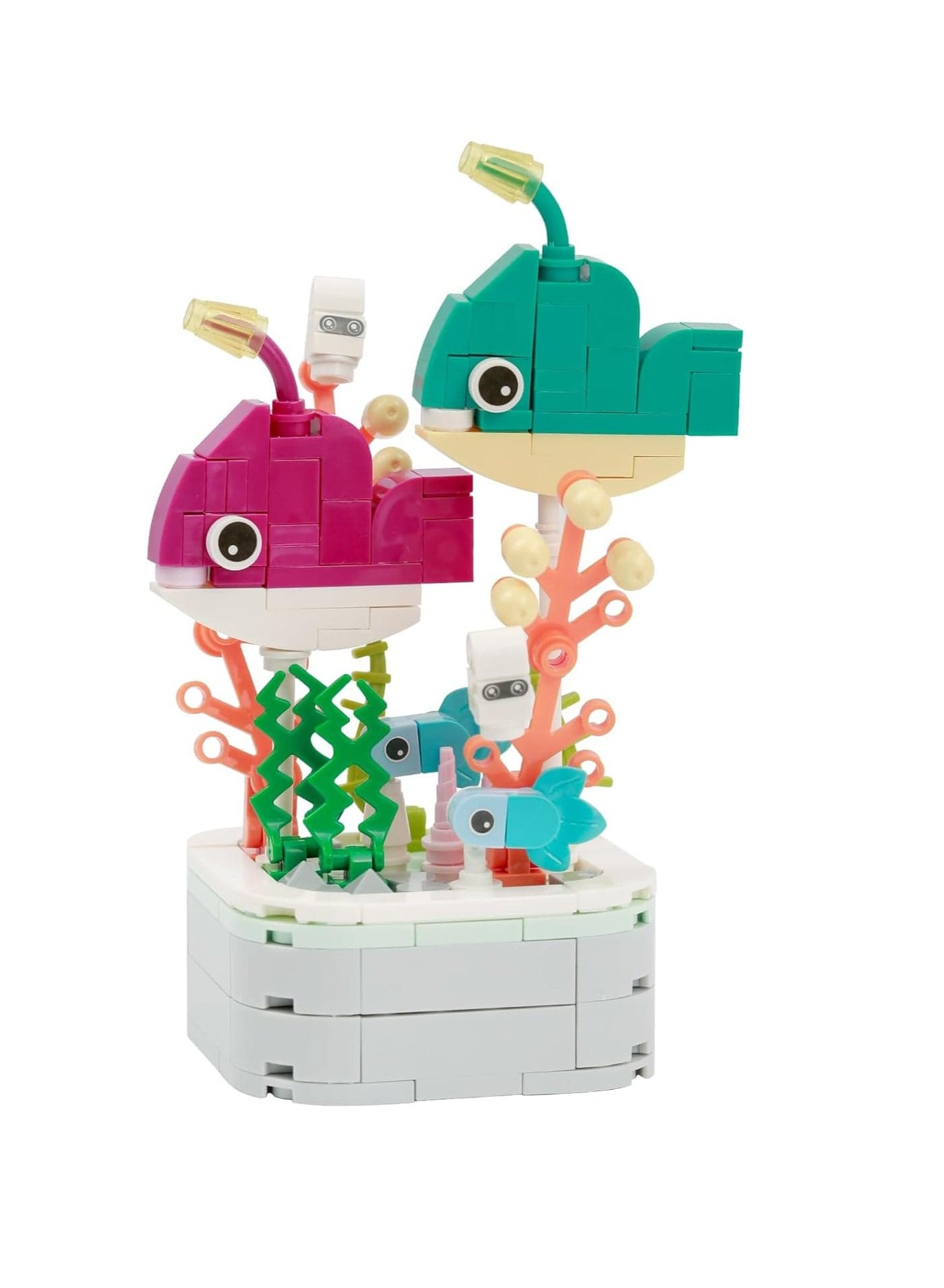 Educational Assembly Toys, Potted Plant Theme Building Block Toys, Creative Gift Desktop Ornaments Suitable For Children And Adults, Boys And Girls Over 3 Years Old (Lantern fish potted plants 174pcs)