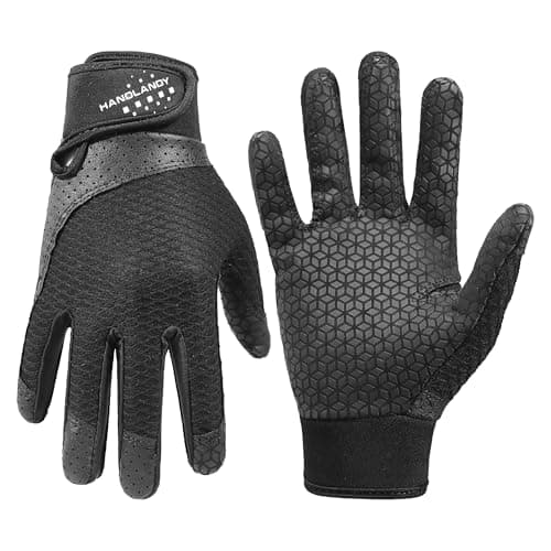 HANDLANDY Baseball Batting Gloves for Adult Youth, Grip Breathable Softball Batting Gloves Fit Men Kids Boys Girls (Dark Black-Kids, Kids Small)