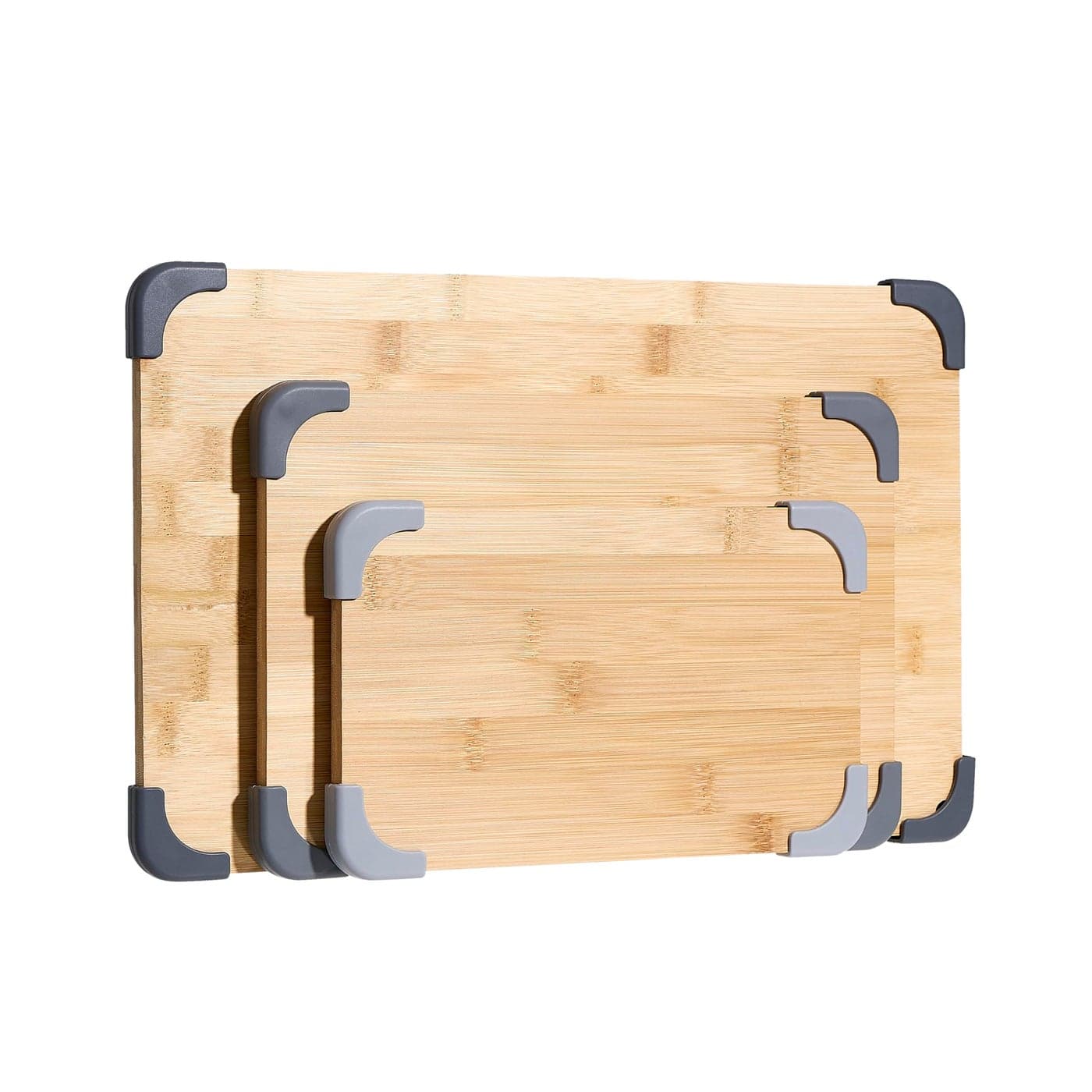COOK WITH COLOR NonSlip Cutting Board Set Kitchen Essentials with Easy Grip Handle for Meat Veggies and Fruits 3 Cutting Boards Bamboo NonSlip Grey