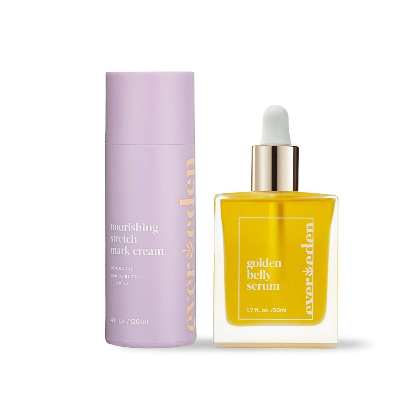 Evereden Mama MustHave DUO Golden Belly Stretch Mark Oil Nourishing Stretch Mark Cream DermatologistDeveloped Clean Vegan Maternity Skin Care for Stretch Mark Reduction Skin Hydration