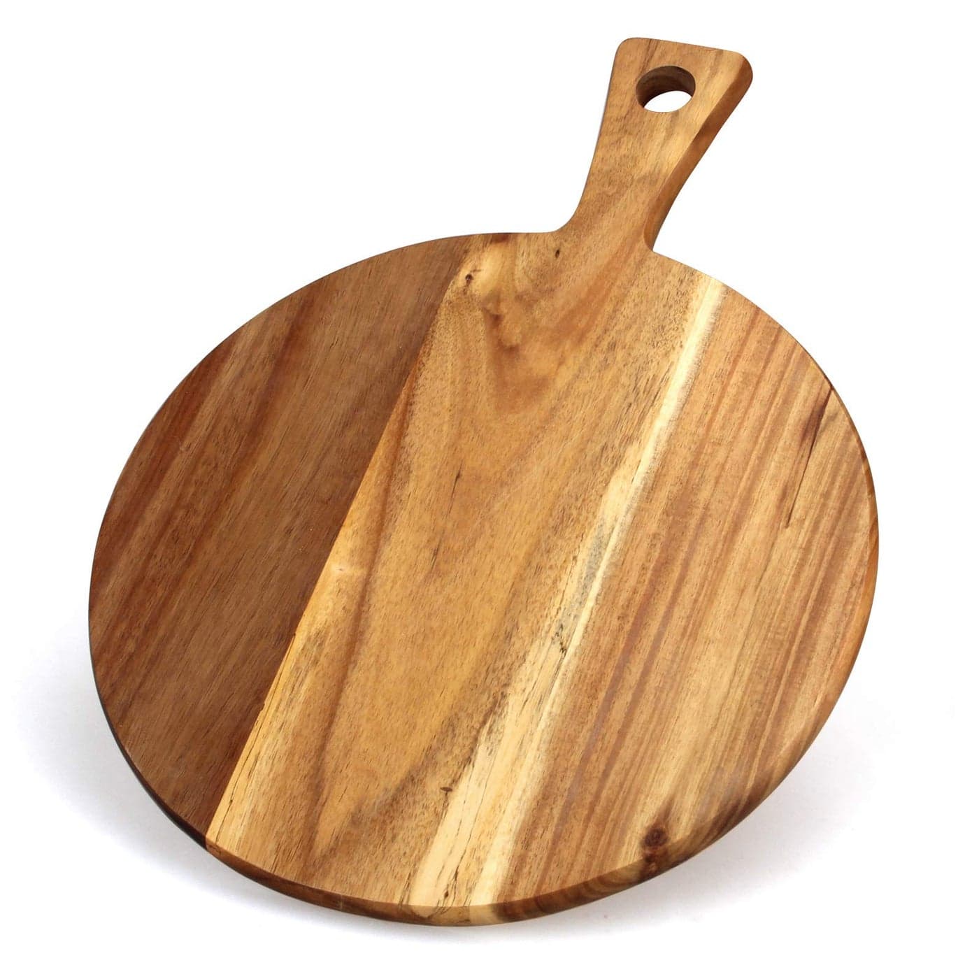 21x16 XL Extra Large Acacia Wood Cutting Board with Handle Round Wooden Charcuterie Boards Meat Chopping Board Bread Serving Cheese Platter Big Pizza Cutting Boards for Kitchen Carving Butcher Board