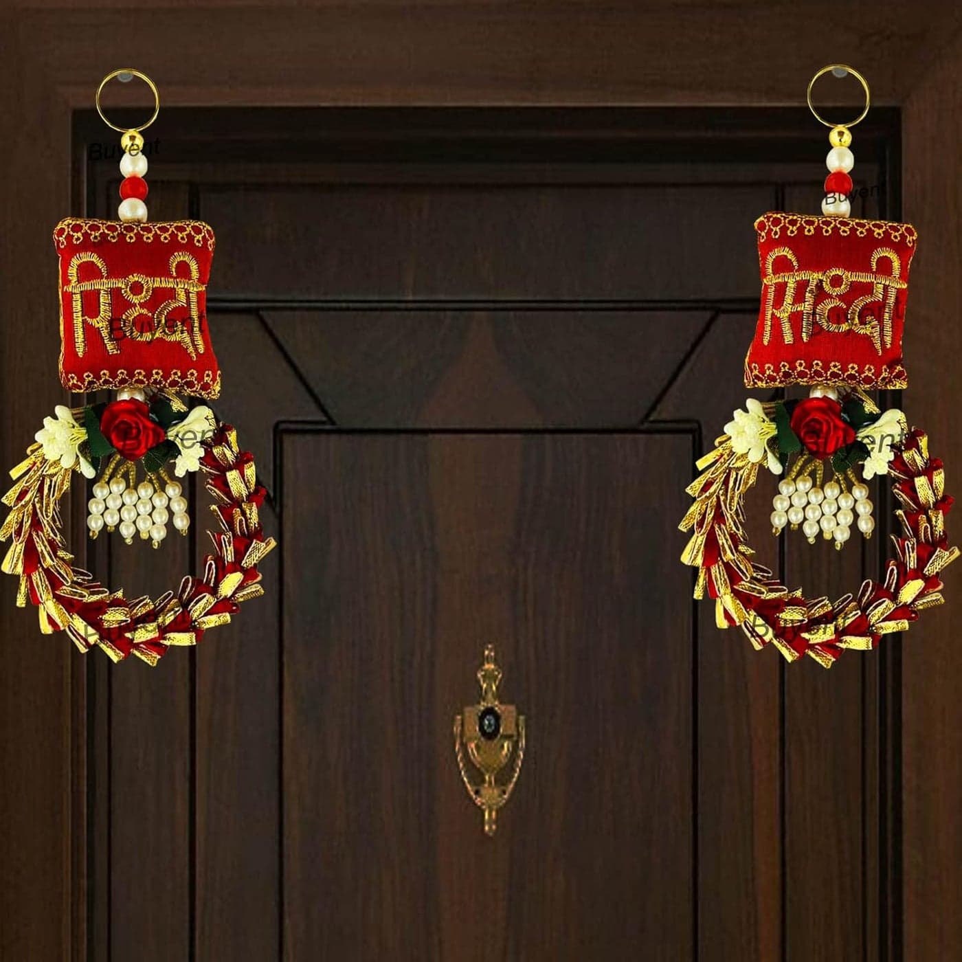 Buyent ridhi sidhi hangings Side Door Hanging toran riddhi siddhi toran Diwali Decor Hanging Pearl toran for mandir Main Door toran for Home wdeing decore