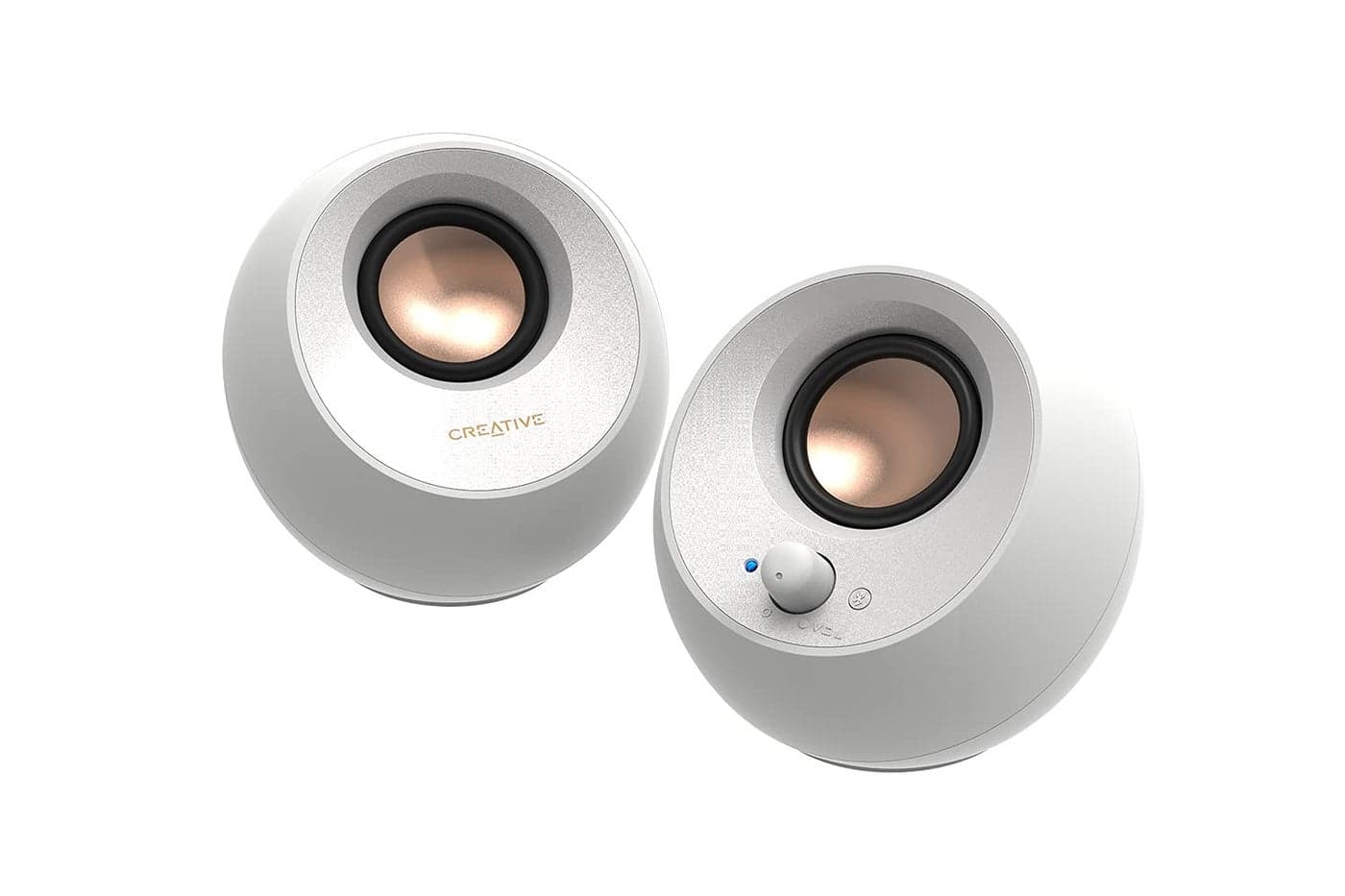 Creative Pebble V3 Minimalistic 2.0 USB-C Desktop Speakers with USB Audio, Clear Dialog Enhancement, Bluetooth 5.0, 8W RMS with 16W Peak Power, USB-A Converter Included (White)