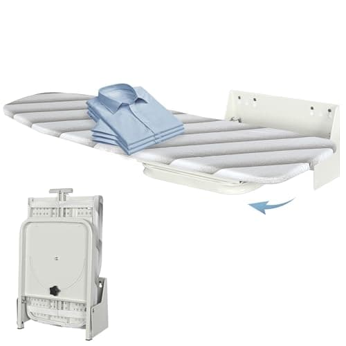 uyoyous Wall Mounted Ironing Board 37.4x11.8 inch Compact Folding Iron Board Wall Mount Space-Saving 180° Swivel Ironing Boards with Heat Resistant Cover for Home Laundry Room, Small Spaces