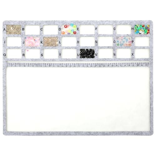 Rectangle Felt Beading Mat Felt Bead Design Boards Beading Trays Boards with Surface Flocking Individual Grids Centimeter Alphabetic Scale for DIY Art Crafts Jewelry Making Bead Supplies 14x11inch