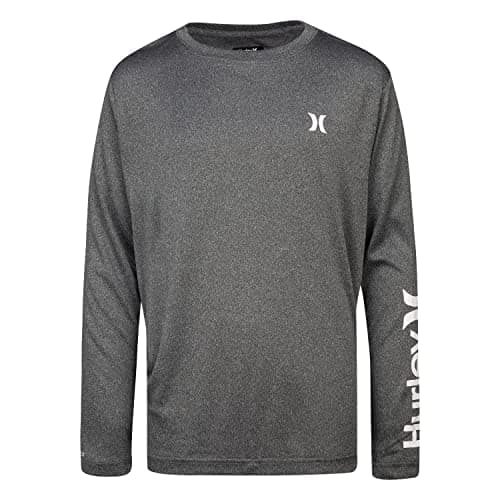 Hurley Boys Long Sleeve Rash Guard Shirt Black Heather 3T