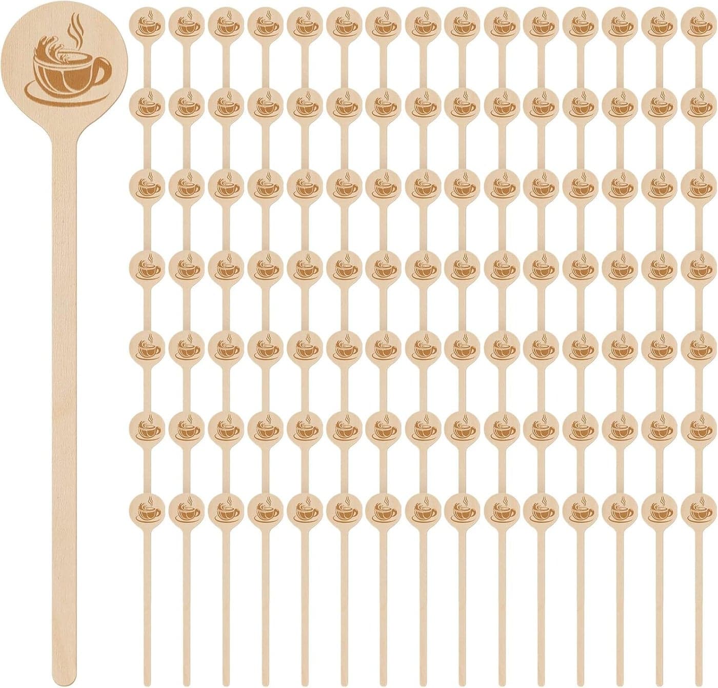 Rtteri 200 Pcs Wooden Coffee Stirrers with Round Ends Coffee Mixer Stick Disposable Drink Stirrers Wood Swizzle Drink Sticks for Beverage Milk Cocktail Tea 6 Inch