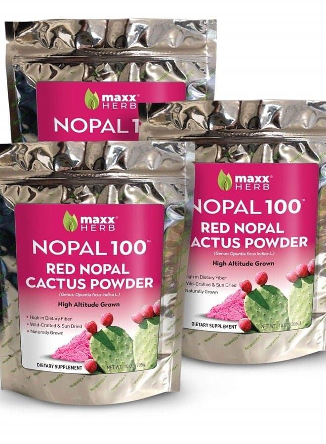 Red Nopal Cactus Powder, Prickly Pear Powder - for Digestion & Immune Support, High in Dietary Fiber, Vegan, Non-GMO & Gluten Free - 3 Bags, 10 Oz Each (84 Servings) - Save 15%