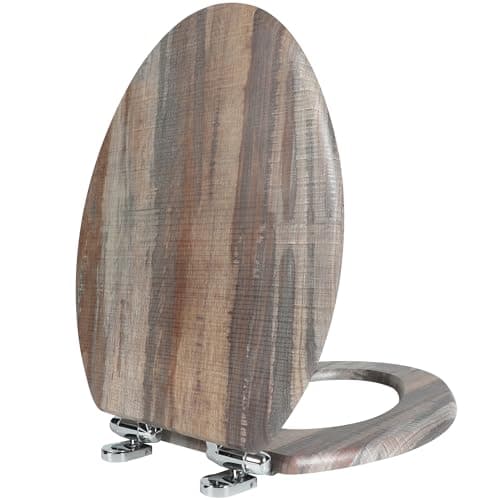 Angol Shiold Elongated Toilet Seat Molded Wood Toilet Seat with Quietly Close and Quick Release Hinges, Easy to Install also Easy to Clean (Elongated, Board)