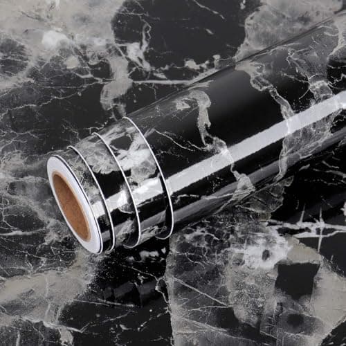 HOME13™ Marble Wallpaper Peel & Stick Contact Paper Self Adhesive Decorative Removable Waterproof Wallpaper for Kitchen Cabinet and Furniture Countertops (24 X 60 INCH, Black Grey Marble)