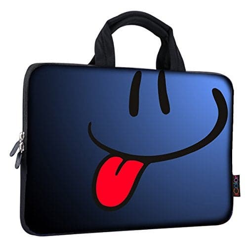 iColor Universal 9.7 10 10.1 10.2 inch Ultra-Portable Neoprene Zipper Laptop Sleeves Bag Case Cover for iPad eBook Netbook Readers (Blue Tongue)