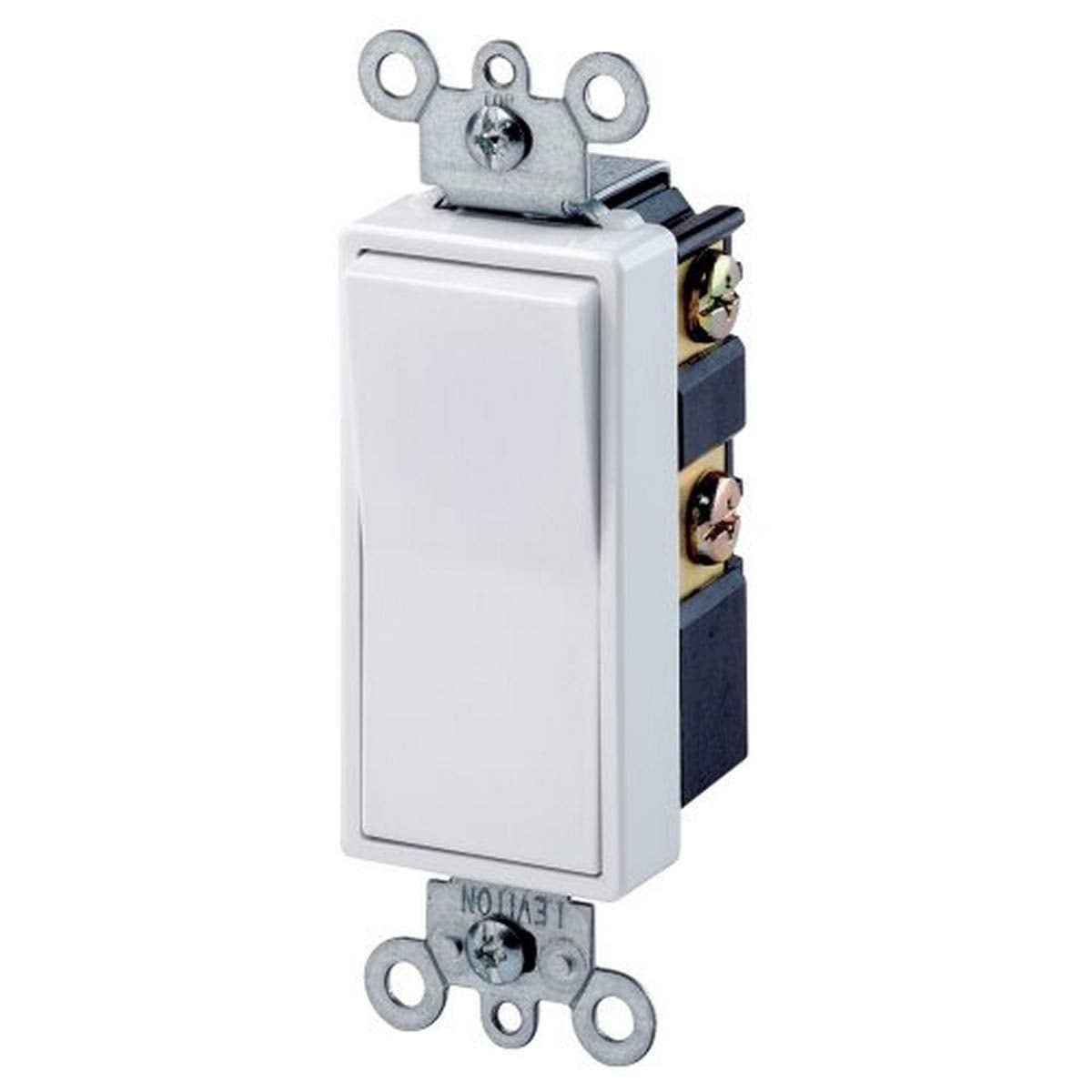 Leviton 56042W 15 Amp 120277 Volt Decora Rocker 4Way AC Quiet Switch Residential Grade Grounding White