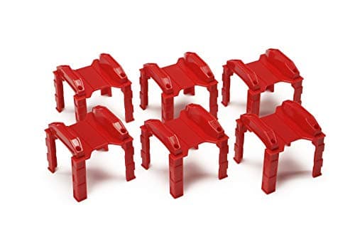 Multi Level Support Risers 6Pack Red Risers for Wooden Toy Train Set Creates 3 Levels of Tracks Durable Hard Plastic Replacement Compatible with Major Brands