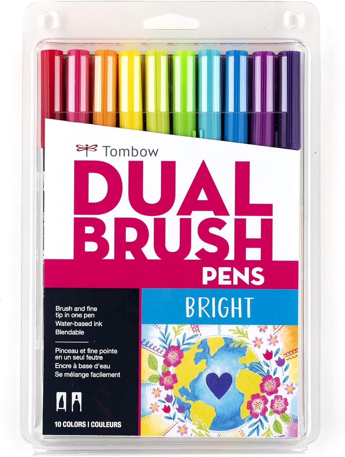 TOM56185 Tombow Dual Brush Art Pen 10piece Set Bright Colors