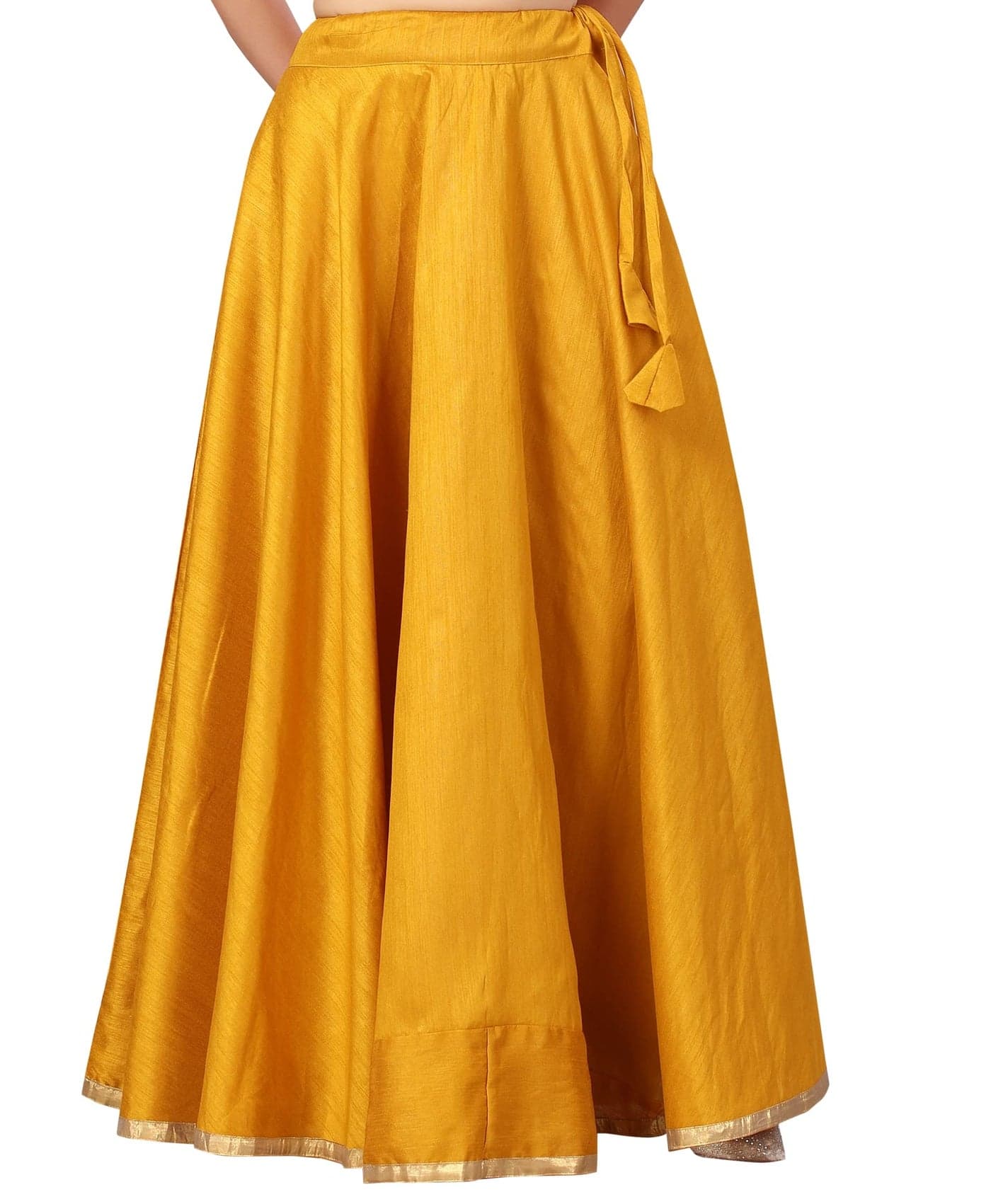 Studio Shringaar Women's Maxi Lehenga Skirt (S717_Yellow_Free Size)