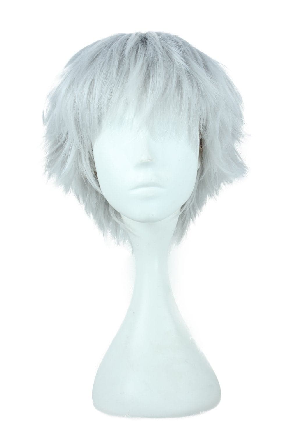 HH Building Layered Curly Short Cosplay Costume Wig Sliver White 12 Inch