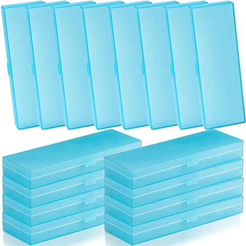 Fainne 24 Pcs Plastic Pencil Case Bulk Pencil Boxes Plastic Stationery Case Frosted Pen Box Pen Holder with Hinged Lid Snap Closure for Office Supply(7.09 x 2.36 x 0.98 Inch,Blue)