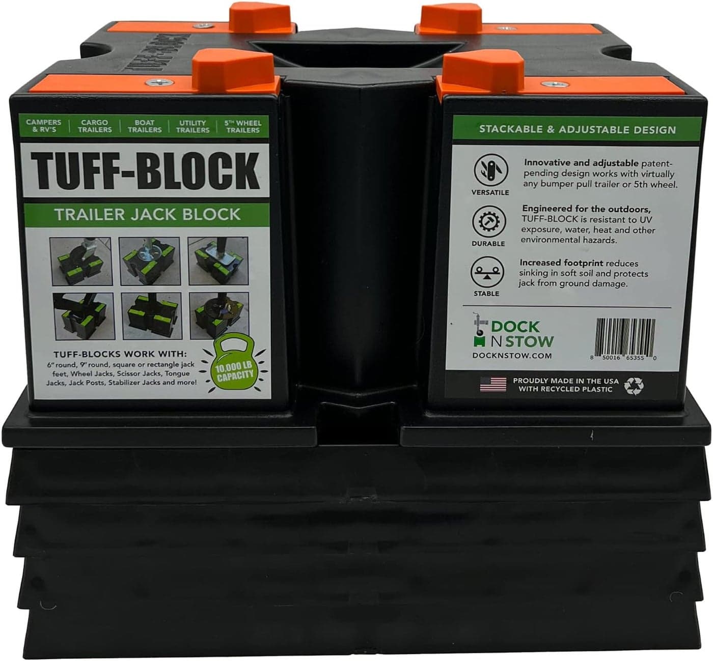 Dock N Stow TUFF-Block with 4 XL Pads Combo – RV Leveling Blocks for Camper and Trailer Stabilization