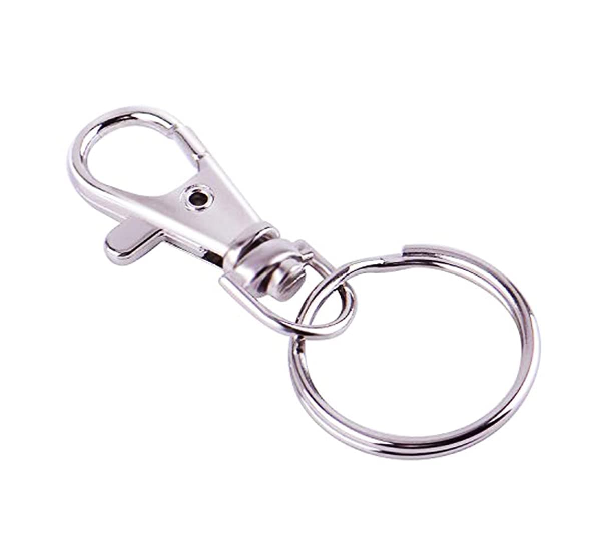 DIY Crafts Pack of 60 Pcs, Silver, Swivel Clasps Lanyard Snap Hook Lobster Claw Clasp & Keychain Rings for Hanging Nail Files, Label Tags, Foldable Scissors, K(Pack of 60 Pcs, Silver)