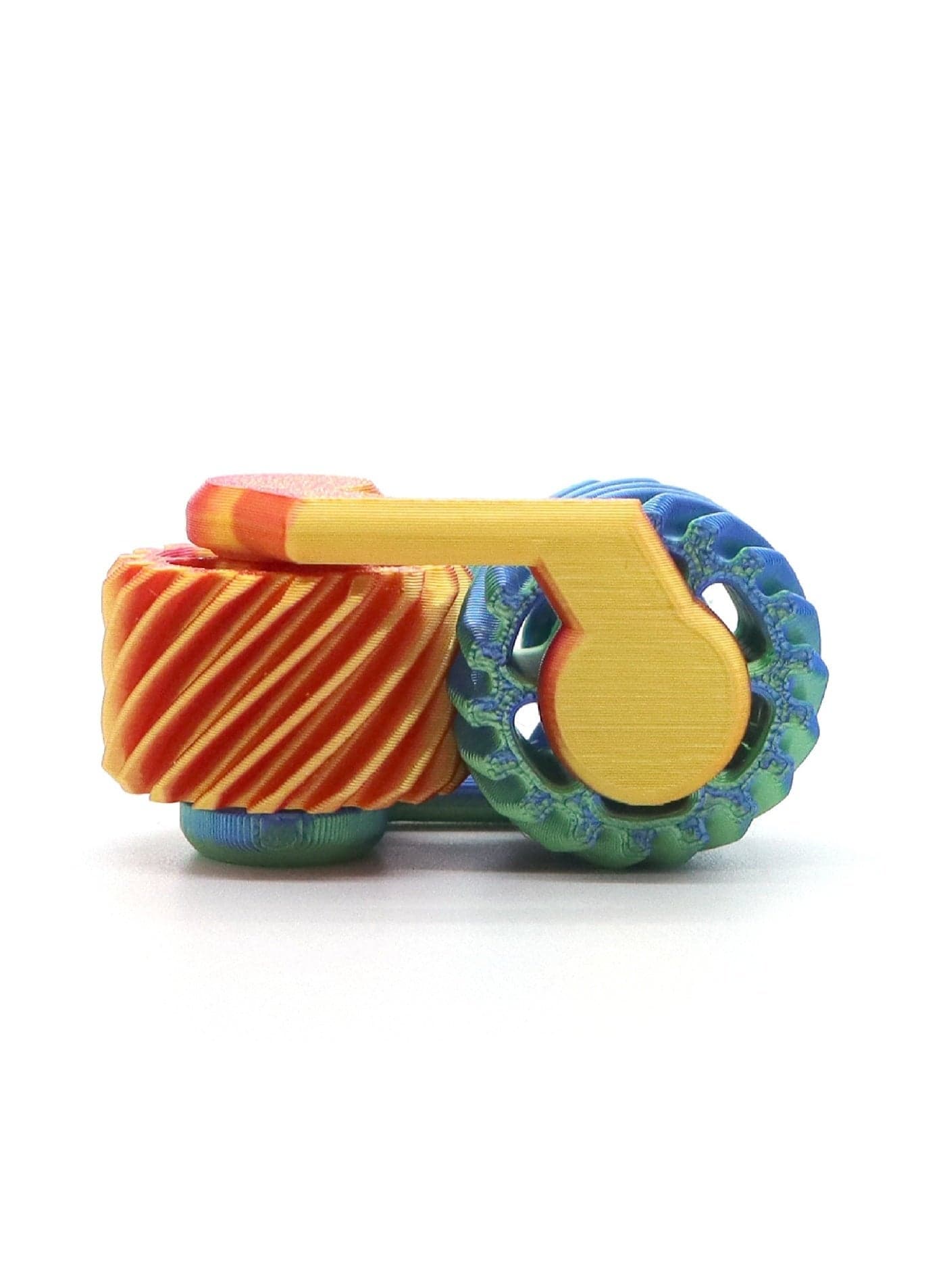 This 3D-printed fidget gear mini spinning top is palm-sized and easily fits in your pocket or backpack, allowing you to play anytime, anywhere. Whether you're taking a break at the office, commuting, or relaxing at home, it can help relieve stress.