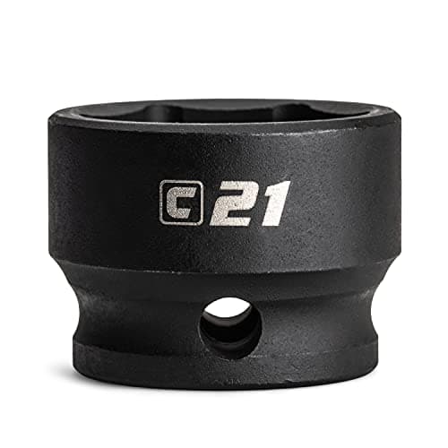 Capri Tools 21 mm Stubby Impact Socket, 3/8 in. Drive, 6 Point, Metric