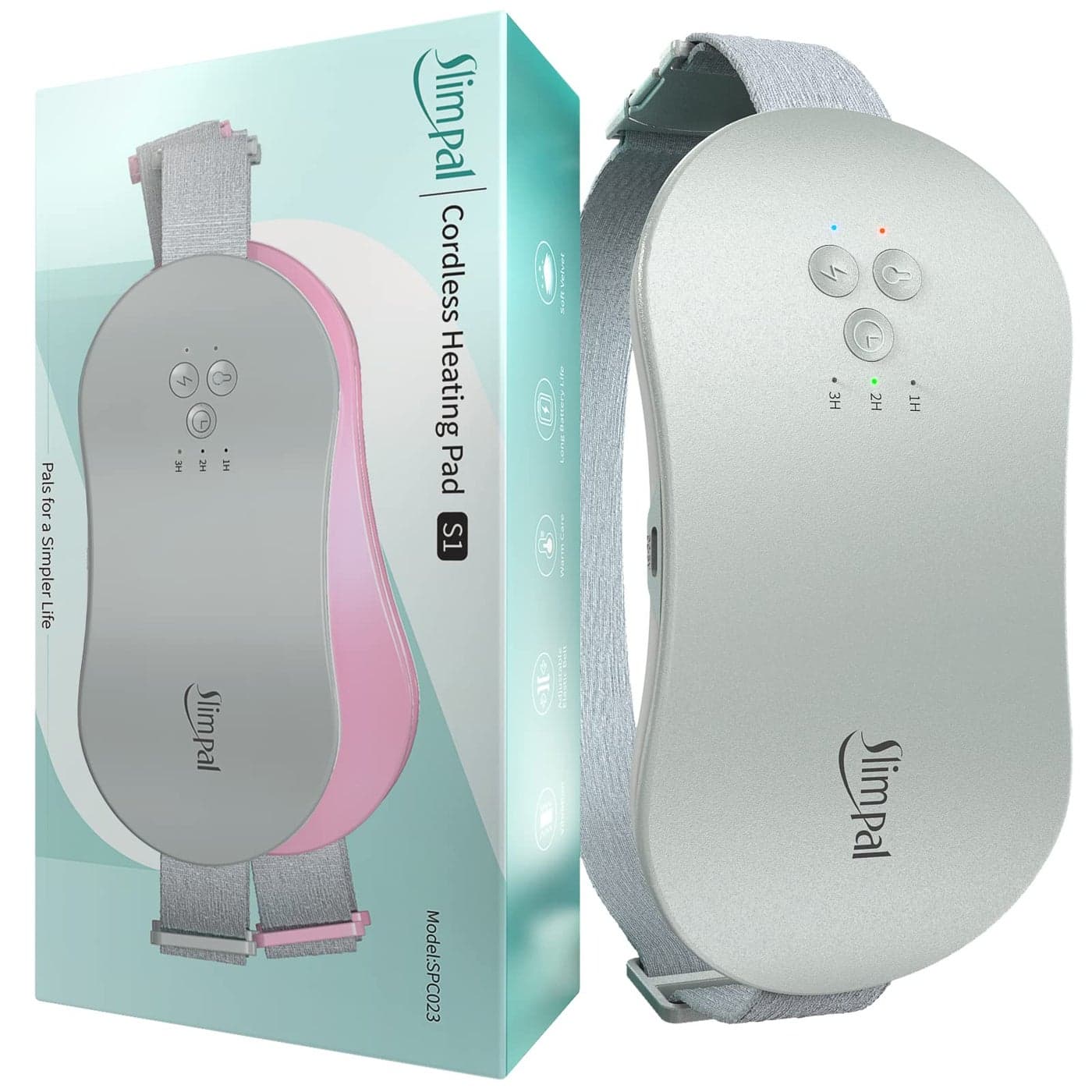 Slimpal Period Heating Pad for Cramps FSA HSA Eligible Portable Heat Pad for Menstrual Cramp Relief Electric Cordless Heating Belt 3 Timer Auto Off Gifts for Women Girl Light Grey