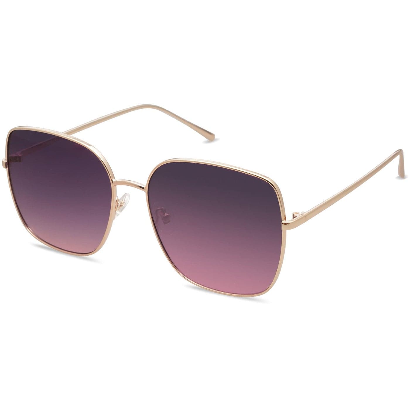 SOJOS Trendy Oversized Square Metal Frame Sunglasses for Women Men Flat Mirrored Lens UV Protection Sunglasses SJ1146 with Bright Gold Frame/Top Grey Bottom Purple Lens